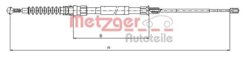 METZGER 10.7518 Seilzug, Feststellbremse für AUDI/SEAT/SKODA/VW hinten links