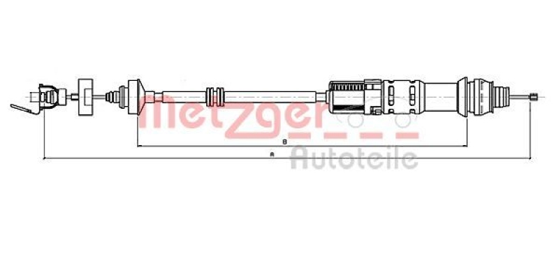 METZGER 11.2199 Seilzug, Kupplungsbet&auml;tigung f&uuml;r CITROEN/PEUGEOT