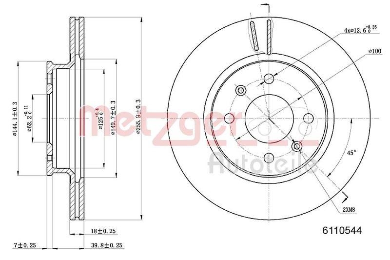 METZGER 6110544 Bremsscheibe Lack/Ks für HYUNDAI VA