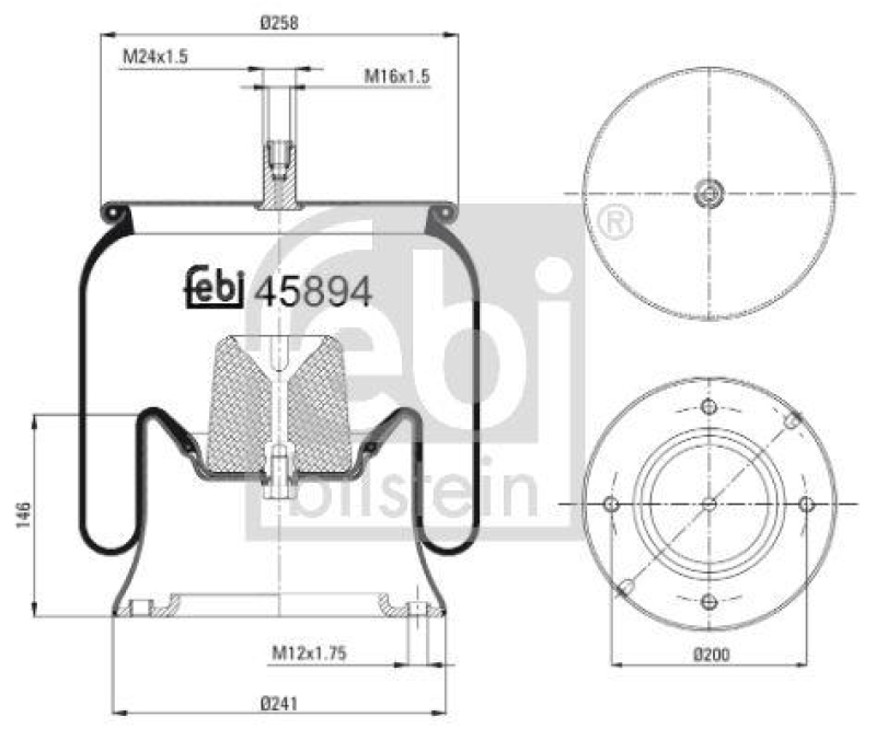 FEBI BILSTEIN 45894 Luftfederbalg mit Stahlkolben für Mercedes-Benz