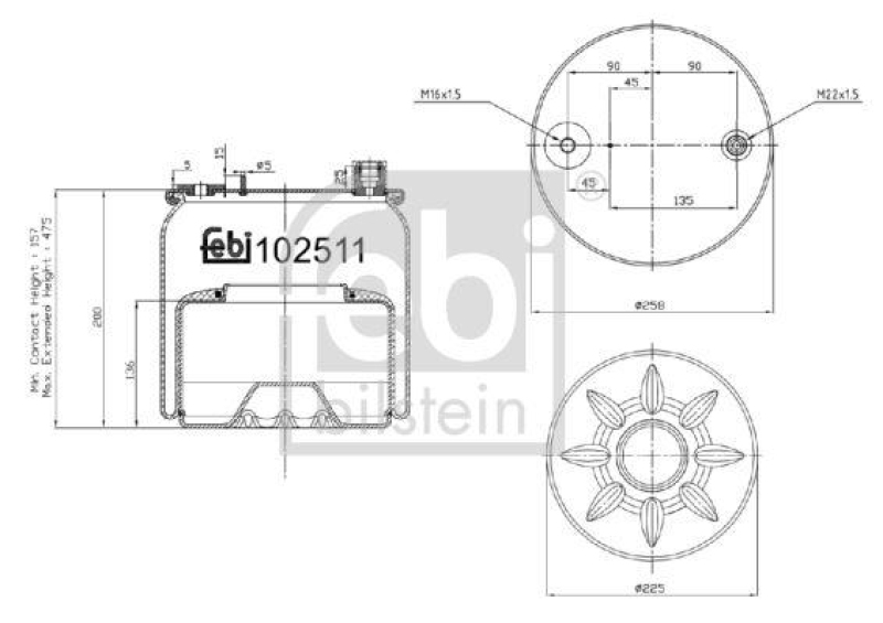 FEBI BILSTEIN 102511 Luftfederbalg mit Stahlkolben für Mercedes-Benz