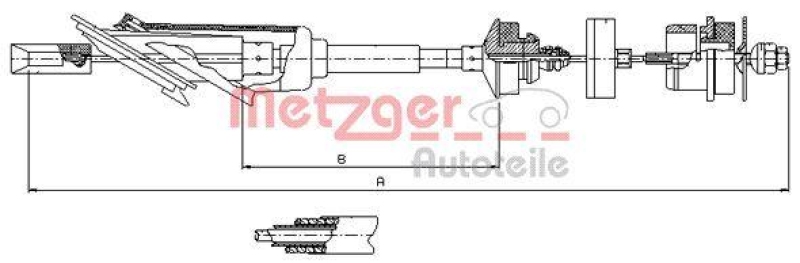 METZGER 11.2254 Seilzug, Kupplungsbetätigung für CITROEN