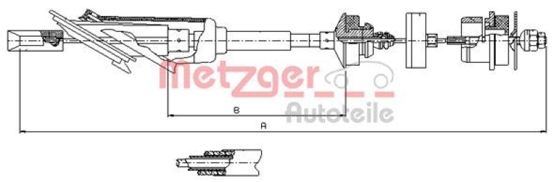 METZGER 11.2254 Seilzug, Kupplungsbetätigung für CITROEN