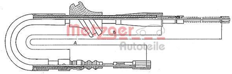 METZGER 10.753 Seilzug, Feststellbremse für AUDI hinten links