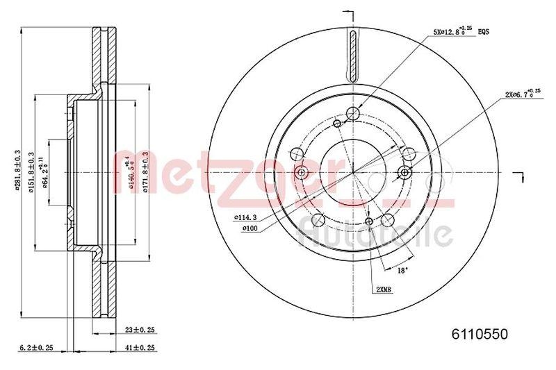 METZGER 6110550 Bremsscheibe Lack/Ks für HONDA VA