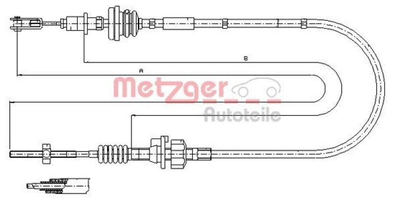 METZGER 11.2255 Seilzug, Kupplungsbetätigung für CITROEN/PEUGEOT/TOYOTA