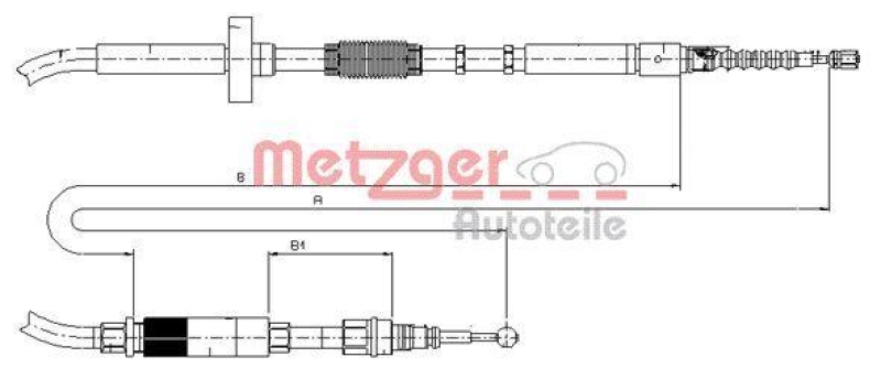 METZGER 10.7531 Seilzug, Feststellbremse für AUDI hinten links/rechts