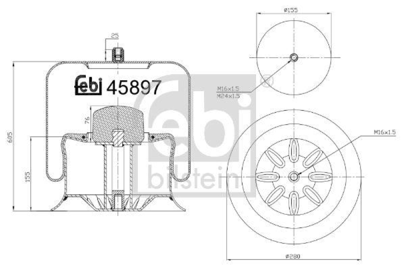 FEBI BILSTEIN 45897 Luftfederbalg mit Stahlkolben für Mercedes-Benz