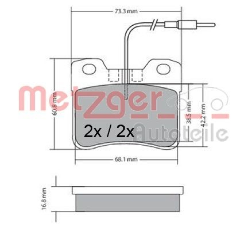 METZGER 1170302 Bremsbelagsatz, Scheibenbremse WVA 21 179