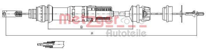 METZGER 11.2281 Seilzug, Kupplungsbetätigung für CITROEN