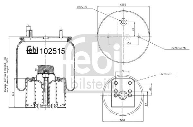 FEBI BILSTEIN 102515 Luftfederbalg mit Kunststoffkolben für Bergische Achsen