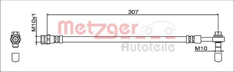 METZGER 4112041 Bremsschlauch für AUDI HA links/rechts