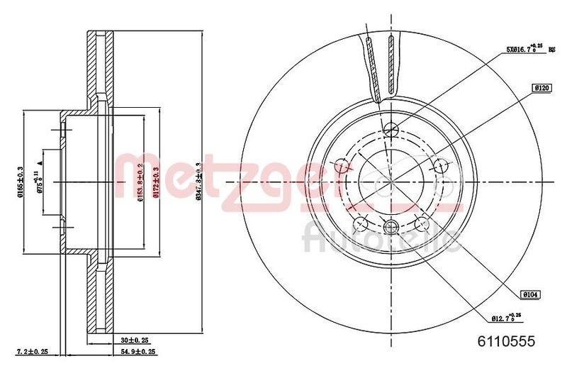 METZGER 6110555 Bremsscheibe Lack/Ks/Ms/Hc für BMW VA