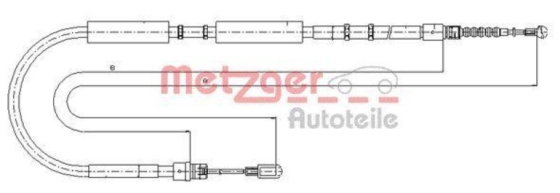 METZGER 10.7536 Seilzug, Feststellbremse f&uuml;r AUDI hinten rechts