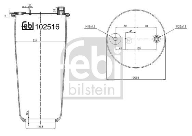 FEBI BILSTEIN 102516 Luftfederbalg ohne Kolben für Mercedes-Benz