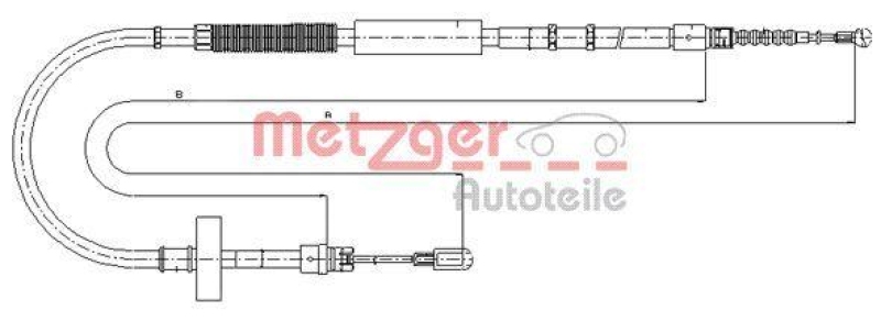 METZGER 10.7537 Seilzug, Feststellbremse für AUDI hinten links