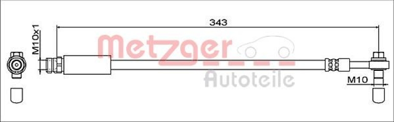 METZGER 4112042 Bremsschlauch für AUDI HA links/rechts