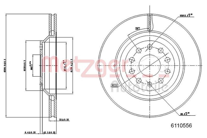 METZGER 6110556 Bremsscheibe Lack/Ks/Ms/Hc für AUDI/SEAT/SKODA/VW HA