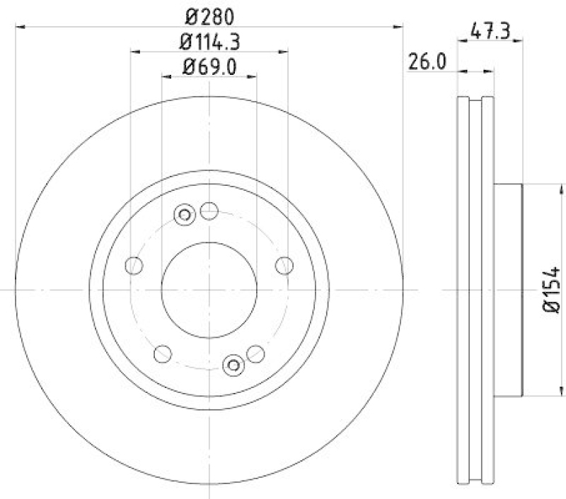 HELLA 8DD 355 129-711 Bremsscheibe für HYUNDAI/KIA