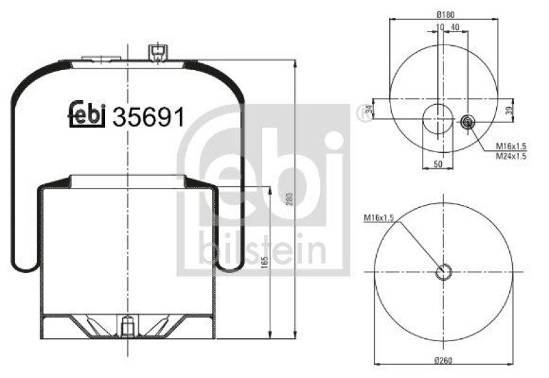 FEBI BILSTEIN 35691 Luftfederbalg mit Stahlkolben für Mercedes-Benz