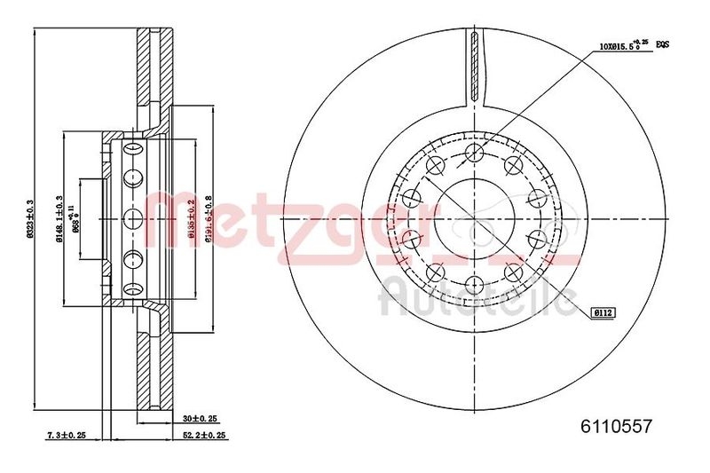 METZGER 6110557 Bremsscheibe Lack/Ks/Ms/Hc für AUDI VA