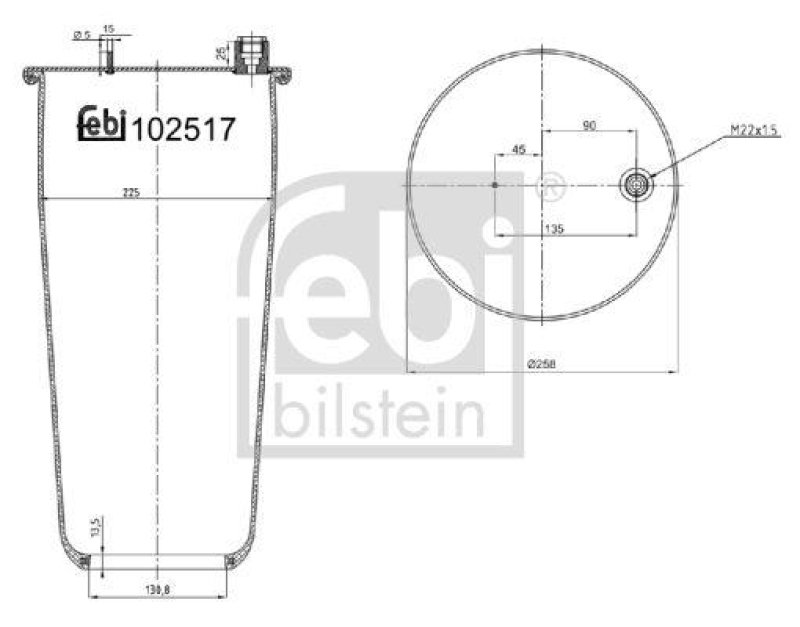 FEBI BILSTEIN 102517 Luftfederbalg ohne Kolben für Mercedes-Benz