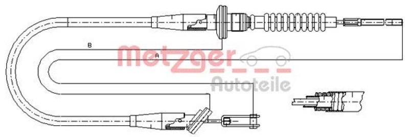 METZGER 11.2535 Seilzug, Kupplungsbetätigung für OPEL