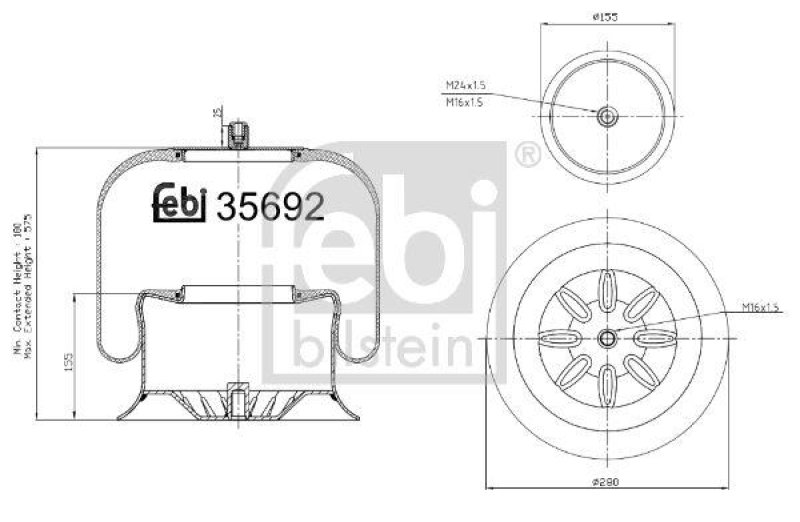 FEBI BILSTEIN 35692 Luftfederbalg mit Stahlkolben für Mercedes-Benz