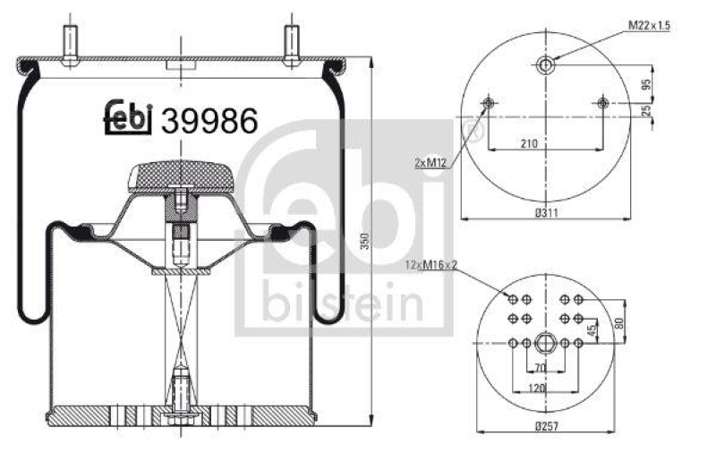 FEBI BILSTEIN 39986 Luftfederbalg mit Stahlkolben für Bergische Achsen