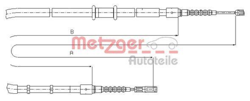 METZGER 10.7545 Seilzug, Feststellbremse für AUDI hinten links/rechts