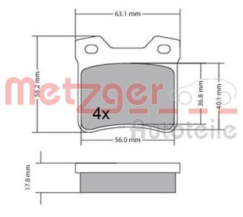 METZGER 1170310 Bremsbelagsatz, Scheibenbremse WVA 21 278