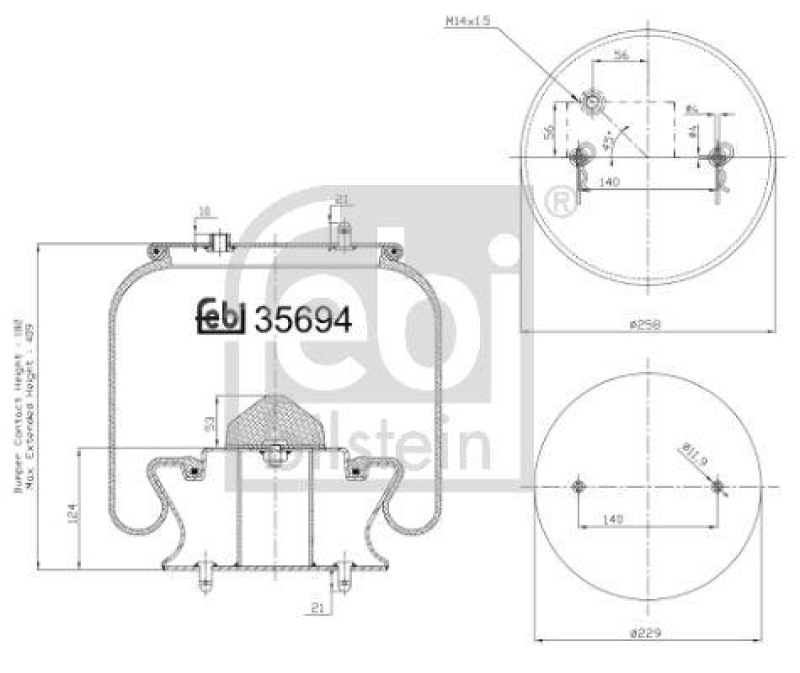 FEBI BILSTEIN 35694 Luftfederbalg mit Stahlkolben für Scania