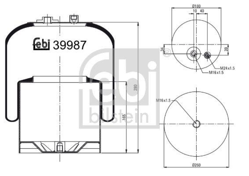 FEBI BILSTEIN 39987 Luftfederbalg mit Stahlkolben für Mercedes-Benz