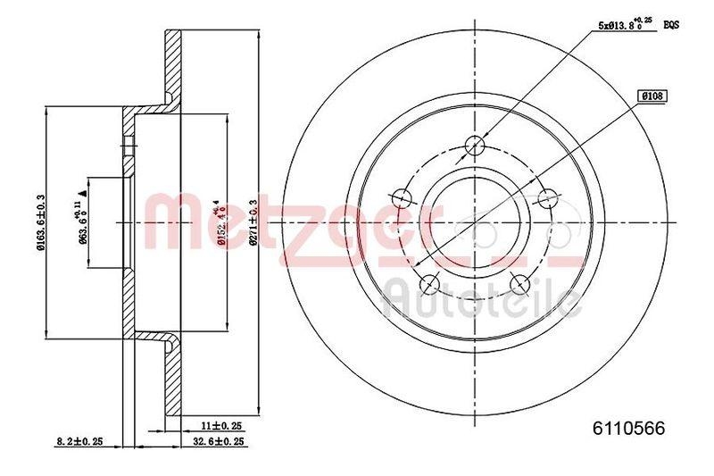 METZGER 6110566 Bremsscheibe Lack/Ks für FORD HA