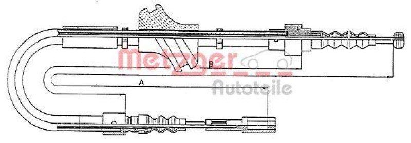 METZGER 10.7581 Seilzug, Feststellbremse f&uuml;r AUDI hinten links/rechts