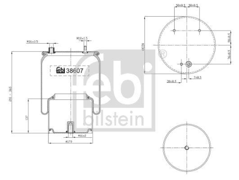 FEBI BILSTEIN 38607 Luftfederbalg mit Stahlkolben für DAF