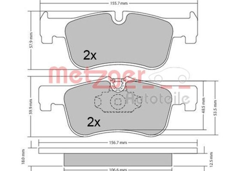 METZGER 1170314 Bremsbelagsatz, Scheibenbremse WVA 25 014