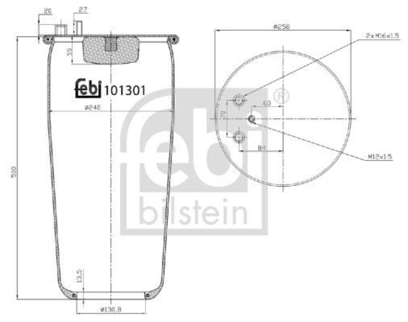 FEBI BILSTEIN 101301 Luftfederbalg ohne Kolben für M A N