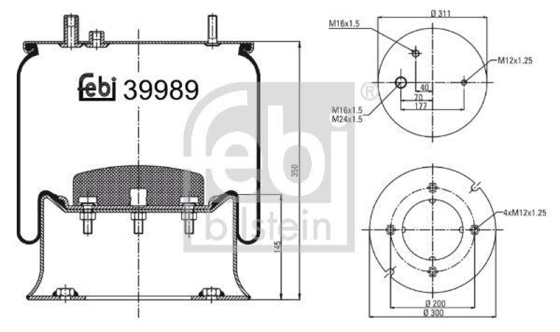 FEBI BILSTEIN 39989 Luftfederbalg mit Stahlkolben für RENAULT (RVI)