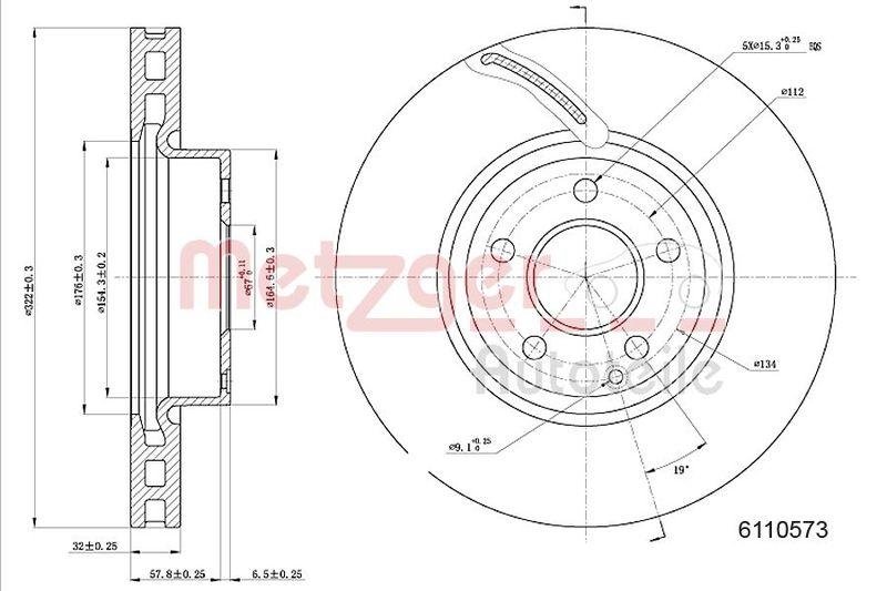 METZGER 6110573 Bremsscheibe Lack/Ks/Hc für MB VA