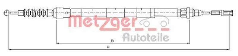 METZGER 10.7620 Seilzug, Feststellbremse für FORD/SEAT/VW hinten links/rechts