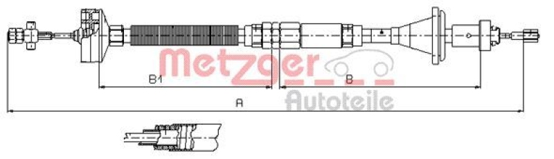 METZGER 11.2913 Seilzug, Kupplungsbetätigung für RENAULT