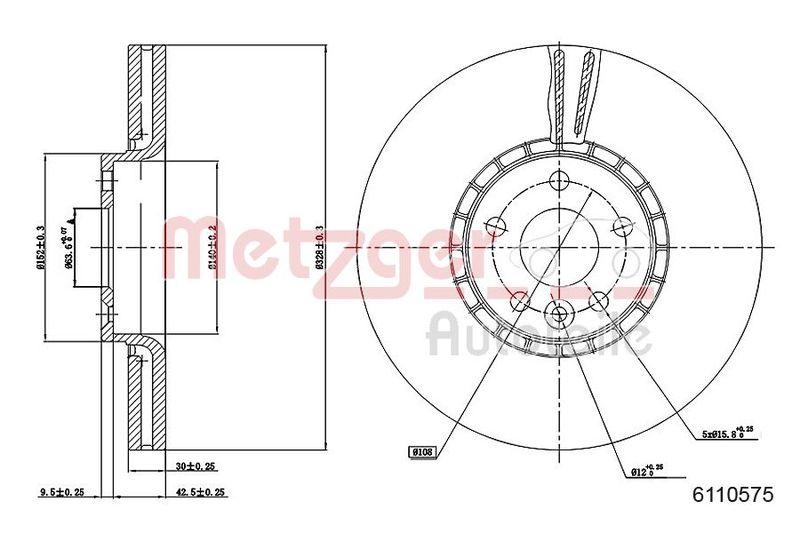 METZGER 6110575 Bremsscheibe Lack/Ks für VOLVO VA