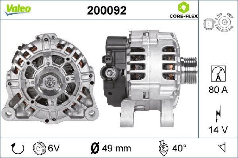 VALEO 200092 Generator - CORE-FLEX - CITROEN C2