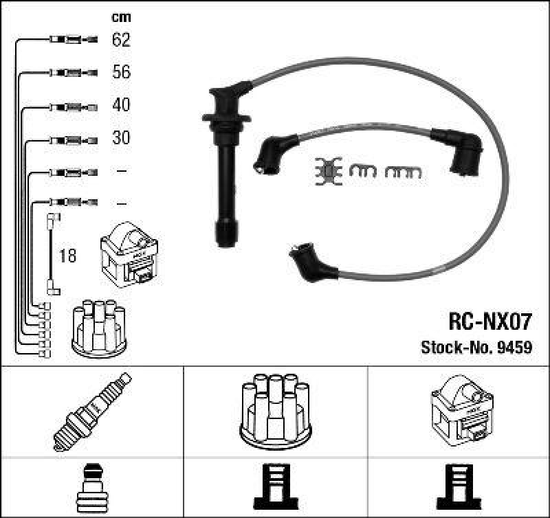 NGK 9459 Zündleitungssatz RC-NX07 |Zündkabel