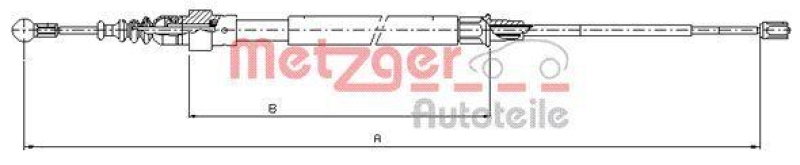 METZGER 10.7625 Seilzug, Feststellbremse für VW hinten links/rechts