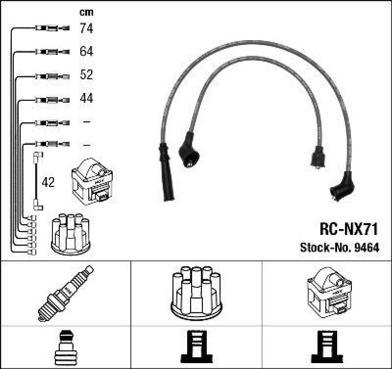 NGK 9464 Zündleitungssatz RC-NX71 |Zündkabel