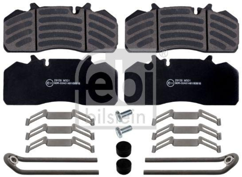 FEBI BILSTEIN 16638 Bremsbelagsatz mit Befestigungsmaterial für Sauer