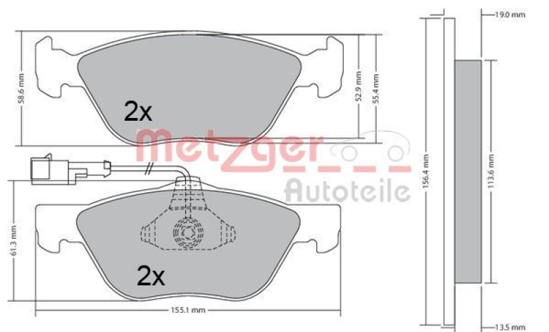 METZGER 1170321 Bremsbelagsatz, Scheibenbremse WVA 21 636