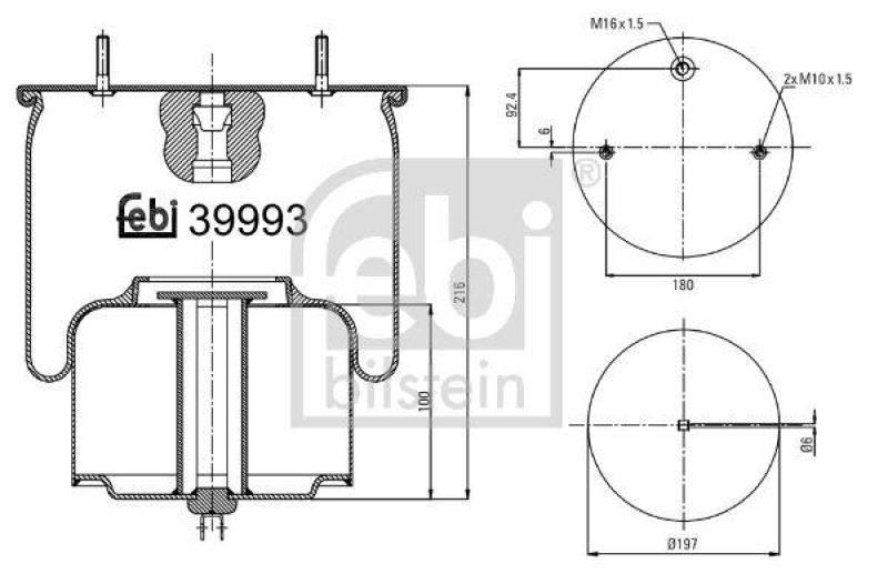 FEBI BILSTEIN 39993 Luftfederbalg mit Stahlkolben für Volvo